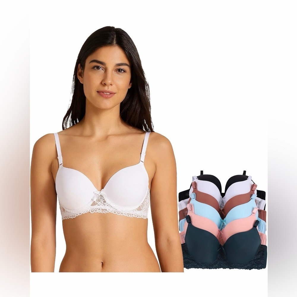 🆕 Secret 6 Pack of Color Print T-Shirt Bras B Cup C Cup and D Cup